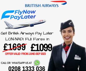 Pay later flights to Fiji